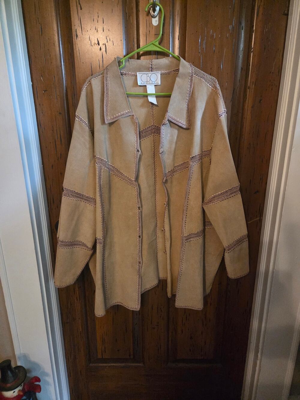 Vintage CBI Suede & Crochet Patchwork Shirt Jacket - Excellent Condition
